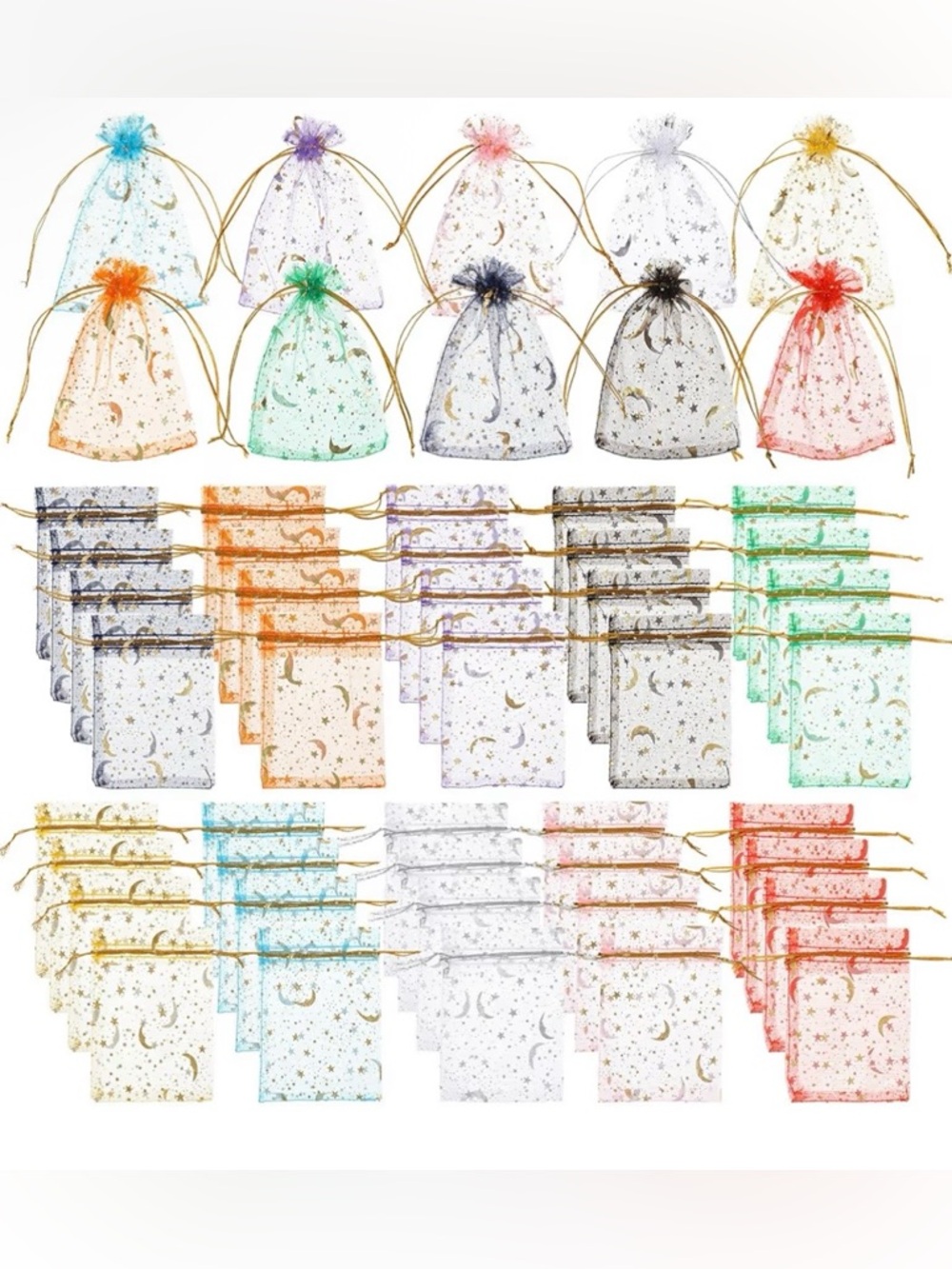 Organza Gift Bags with Gold Moon and Stars - 25 pieces - BUY NOW